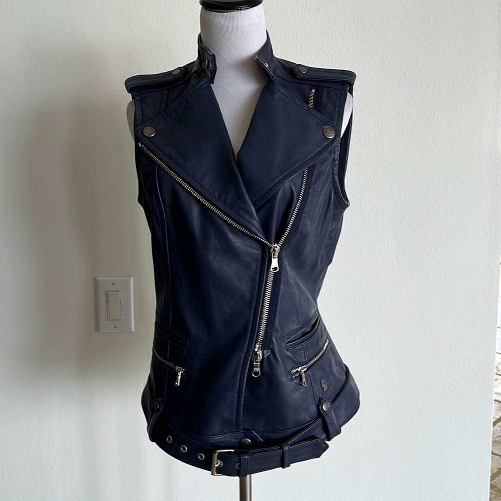Woman’s Pierre balmain vest, blue size 42 jacket leather